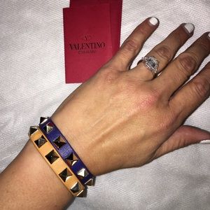 2 -Valentino Rockstud Bracelets- Blue & Gold